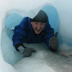 If you are looking for Great Outdoors manager, Mark Smith, you'll find him hanging out in all the cool places, like this ice tube on a French glacier.
