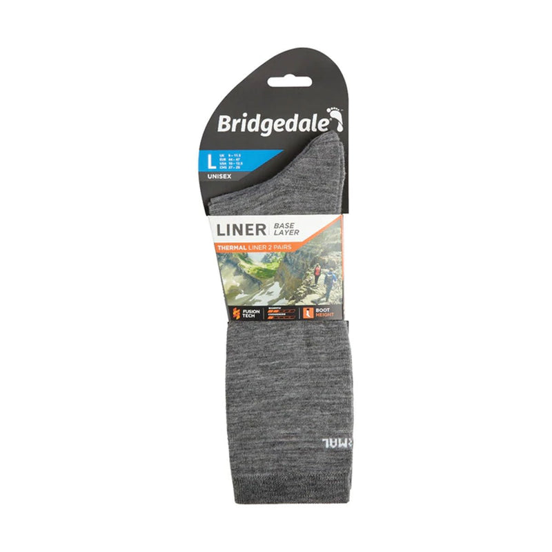 Bridgedale Thermal Liner 2 Pack - Grey - Great Outdoors Ireland