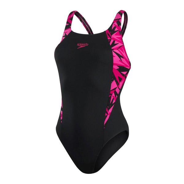 Speedo Eco Endurance+ Hyperboom Splice Muscleback Swimsuit - Black/Pink - Great Outdoors Ireland