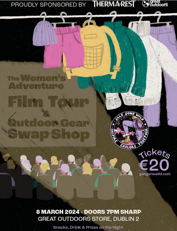 Poster For Galz Gone Wild Gear Swap Night at Great Outdoors Dublin on March 8th