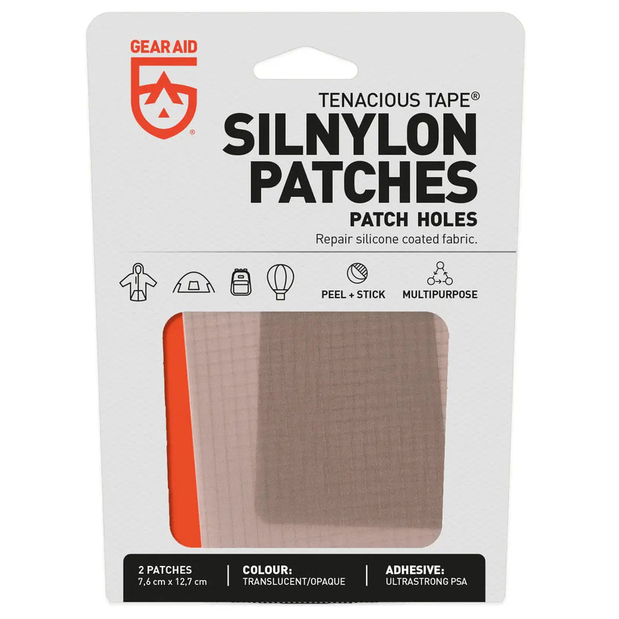 Tenacious Tape Silnylon patches on a white background