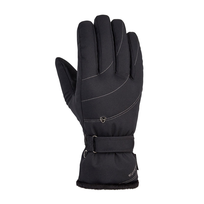Elegant ski gloves with PrimaLoft® insulation, plush lining, and water-repellent finish for warm alpine comfort.