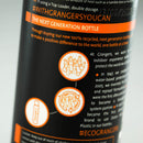 Back label of a Grangers product with text and icons on a black background