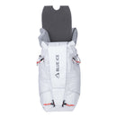 White Blue Ice climbing pack with gray top and Blue Ice branding on a white background