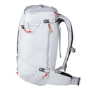 Light gray backpack with orange zippers on a white background