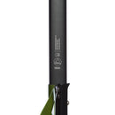 Close-up of a black aluminium black diamond snow shovel handle with UIAA branding on a white background