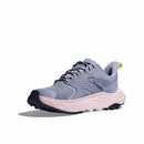The Hoka Womens Anacapa 2 Low GORE-TEX Hiking Shoe, shown in light purple with mesh upper, pink midsole, black outsole, and black laces, is displayed on a white background.