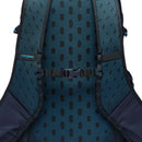 Close-up of the Cotopaxi Elqui 18L Backpacks blue and black strap system, showcasing its padded, ventilated shoulder straps and secure plastic sternum buckle—an ideal choice for any hiking daypack. Made from recycled nylon, this backpack blends comfort and sustainability for every adventure.