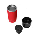 YETI Rambler Travel Bottle with Commuter Cap in rescue red showing cap feature