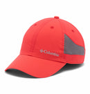 The Columbia Tech Shade II Cap is a lightweight hiking hat with side mesh ventilation panels and a white embroidered Columbia logo on the front.