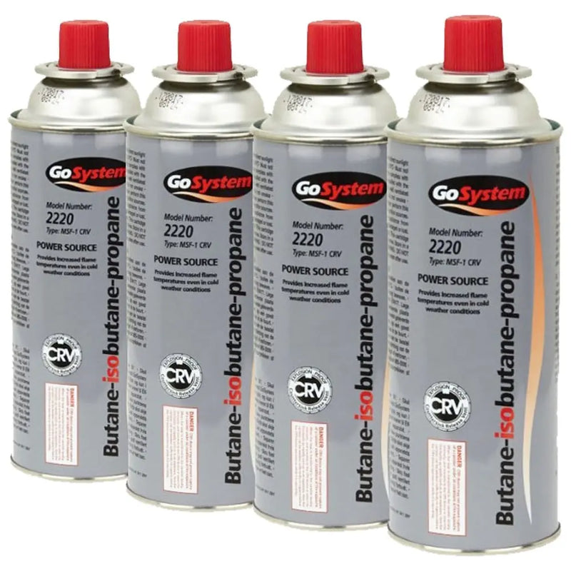 GoSystem 227gm Bayonet Butane Cartridge 4pk- Great Outdoors Ireland