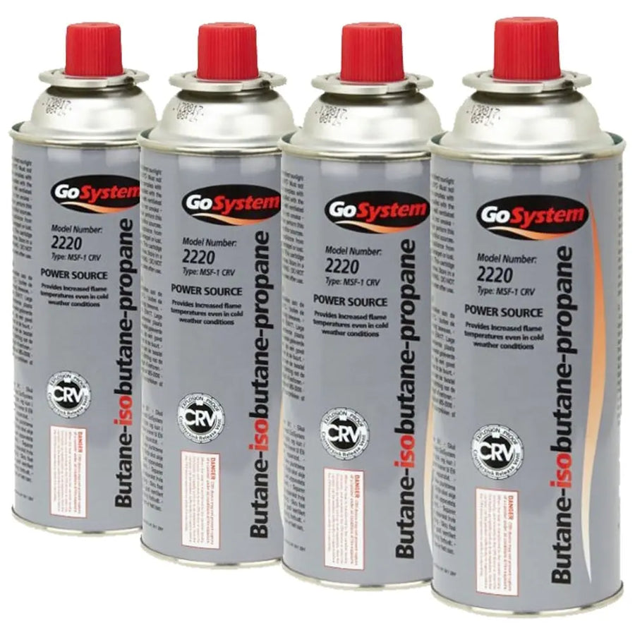 GoSystem 227gm Bayonet Butane Cartridge 4pk- Great Outdoors Ireland
