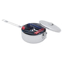 A durable cookware essential, the MSR Alpine StowAway Pot—with its open lid—contains various tools, including a red-handled screwdriver, pliers, and other hand tools. Perfect as camp cookware or for use alongside other stainless steel pots, the MSR Alpine StowAway Pot combines functionality with versatility for any practical task.