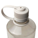 Nalgene 1L Narrow Mouth Water Bottle - Monochrome, featuring clear plastic construction with a white screw-on cap and an attached white loop handle, displayed against a white background.