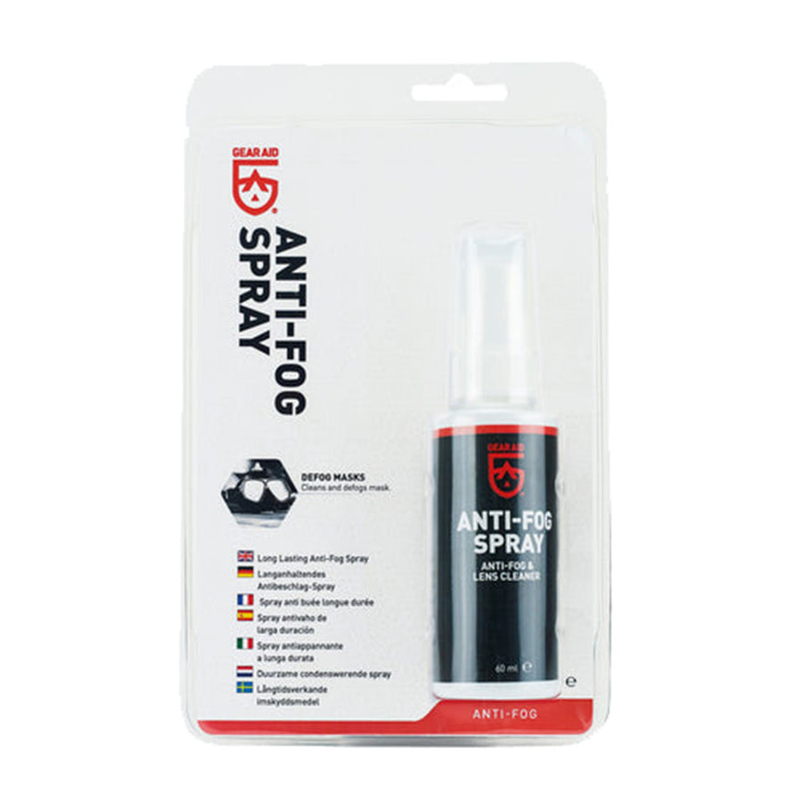 Packaging of Gear Aid Anti-Fog Spray on a white background
