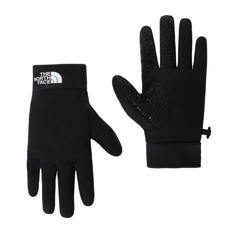 Black gloves with The North Face logo on a white background