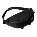 The North Face Terra 6-Litre Bum Bag, shown in black against a white background, features a front zipper, adjustable strap, and bungee cord detailing on the top—making it an ideal pack for carrying hiking essentials.