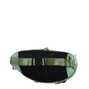 The North Face Terra 3-Litre Bum Bag, crafted from recycled nylon in light green and black, features an adjustable strap with a black buckle and is displayed from the back against a white background—perfect for carrying your hiking essentials in style.