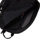 Open black The North Face backpack displaying a padded laptop sleeve with a partially visible laptop inside. The spacious main compartment features a mesh pocket on one side, ideal for organizing essentials or pairing with the Hot Shot Sling Bag from The North Face.