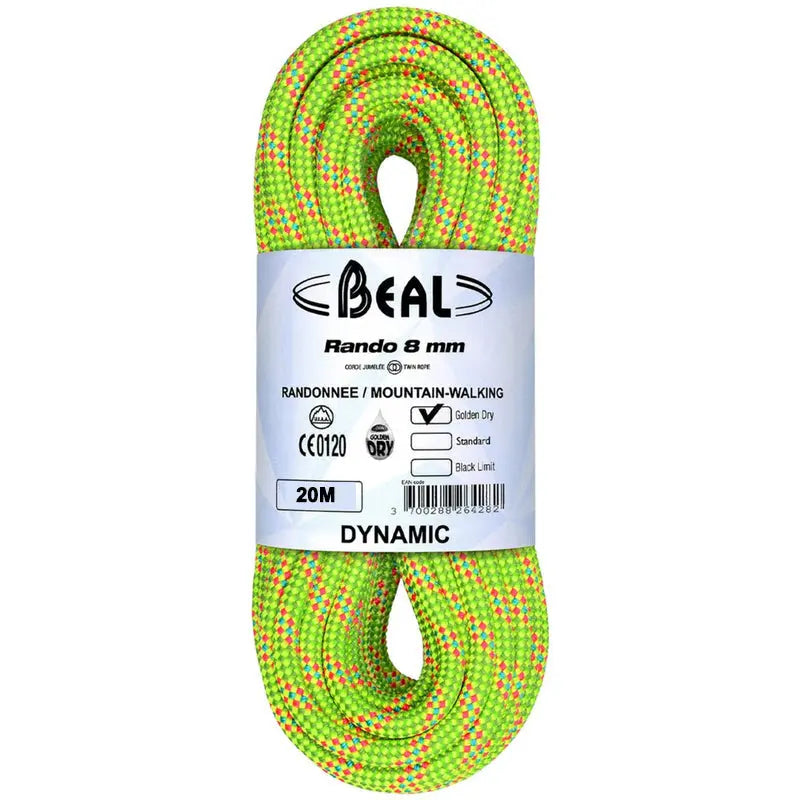 Beal 8mm Rando 20m Walking Rope - Green- Great Outdoors Ireland