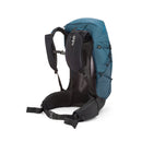 A Rab Airox 30L Hiking Pack in blue and black, featuring padded shoulder straps, an AEROFIT back system for enhanced ventilation, and a hip belt, is displayed standing upright against a white background.