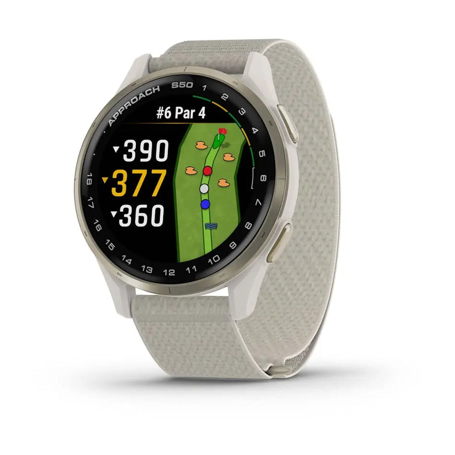 Garmin Approach® S50 - Cream Gold Aluminium Bezel with Ivory ComfortFit Band- Great Outdoors Ireland