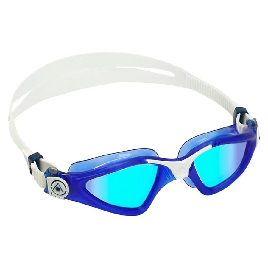 Dive into the water with confidence using Aquasphere's Kayenne Adult Goggle in Navy White Lens Mirror Blue—a perfect blend of style and performance