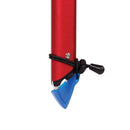 Red tool with a blue blade and black handle on a white background