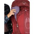 Osprey Aura AG 65 Backpack back view, Berry Sorbet