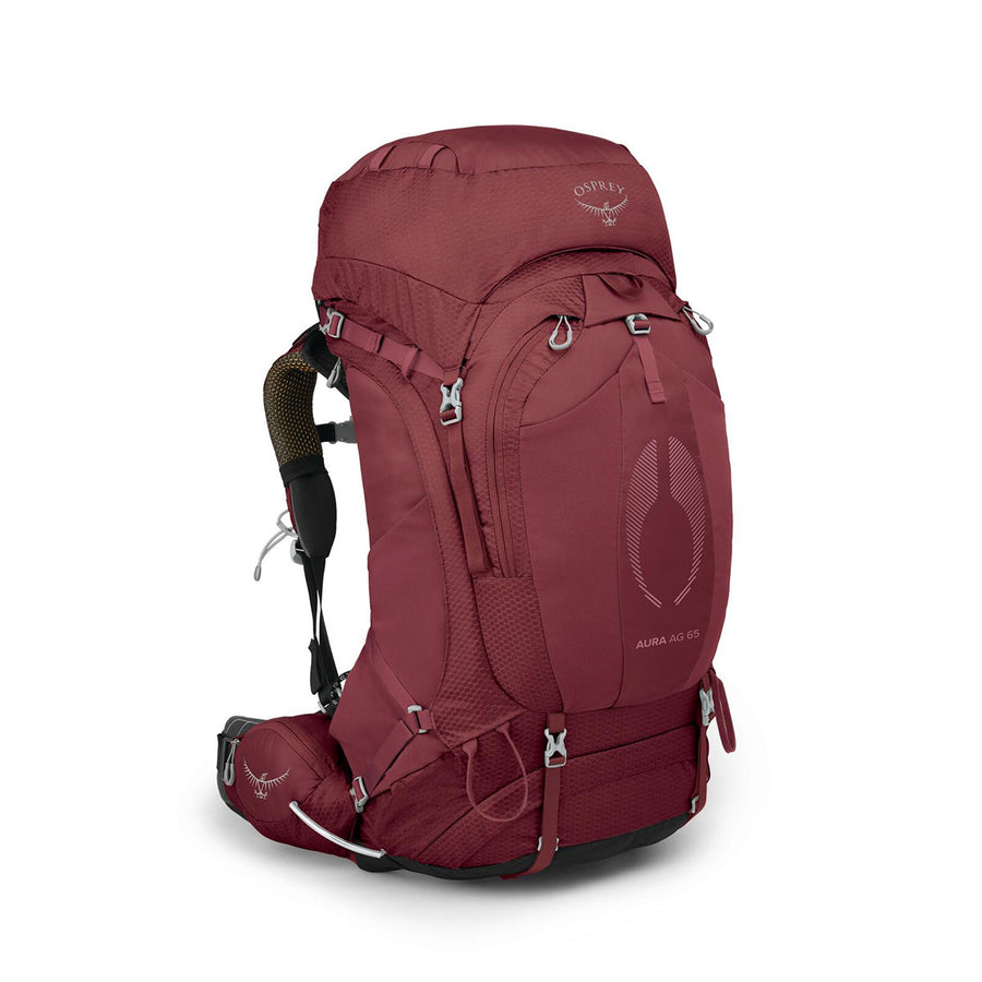 Osprey Aura AG 65 Backpack front view, Berry Sorbet