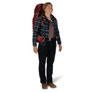 Osprey Aura AG 65 Backpack worn, full length back, Berry Sorbet