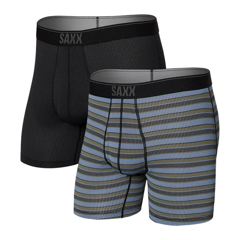 SAXX Quest Boxer Brief 2 Pack - Sunrise Stripe/Black II- Great Outdoors Ireland