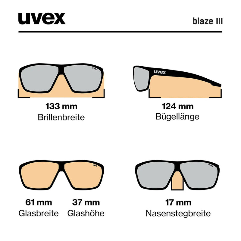 Uvex Blaze III Sunglasses - Black/Blue- Great Outdoors Ireland