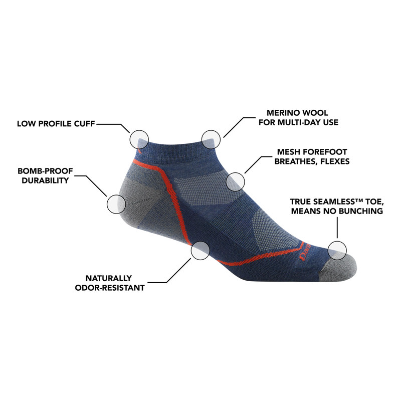 Darn Tough Light Hiker No Show Lightweight Hiking Sock  