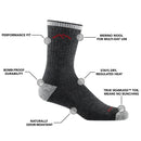 Darn Tough Hiker Boot Full Cushion Midweight Hiking Sock - Charcoal  