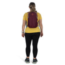 Osprey Daylite Backpack worn, full length front, Moody Burgundy
