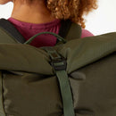 Rab Depot 25L Day Pack top handle and zip detail, Dark Olive
