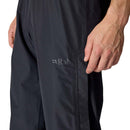 Men's Downpour Waterproof Pants side zip vent detail, Black