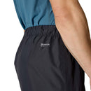 Men's Downpour Waterproof Pants waistband adjustment detail, Black