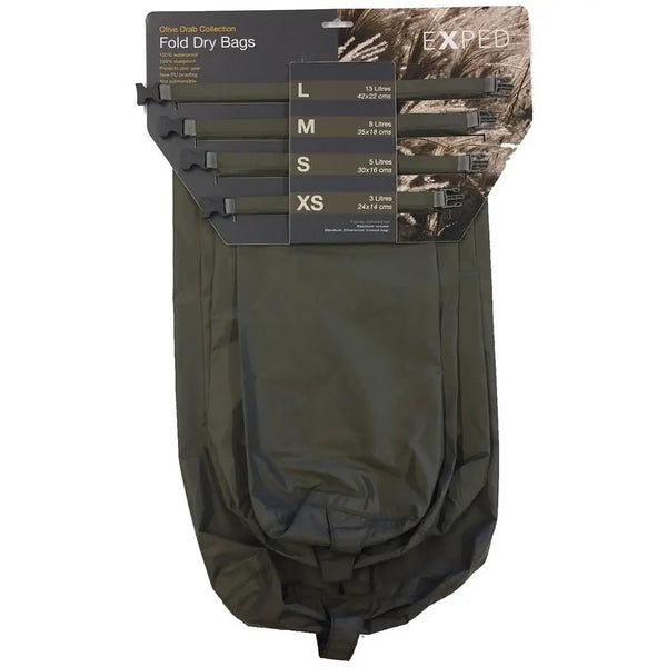 Exped Fold Dry Bags 4 Pack - Olive Drab Great Outdoors Ireland