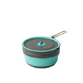 Sea to Summit Frontier Ultralight Collapsible Pouring Pot in teal and grey with a lid and a folding metal handle.