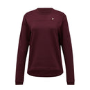 A womens Trail Polartec Power Grid Crew Fleece by Peak Performance, featuring long sleeves, a maroon textured fabric, and a small white logo on the left chest, displayed against a plain white background.