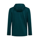 A back view of the Peak Performance Mens Trail Polartec Power Grid Zip Hooded Fleece in dark teal, featuring a textured technical midlayer fabric with a clean, logo-free design.