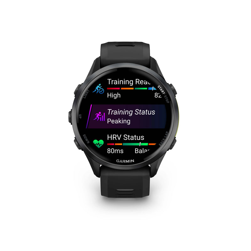 Garmin Forerunner® 970 - Carbon Titanium with Black Case and Black/Whitestone Band  