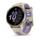 Garmin Forerunner® 970 - Soft Gold Titanium, French Grey Case with French Grey/Indigo Band