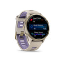 Garmin Forerunner® 970 - Soft Gold Titanium, French Grey Case with French Grey/Indigo Band  