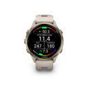 Garmin Forerunner® 970 - Soft Gold Titanium, French Grey Case with French Grey/Indigo Band  