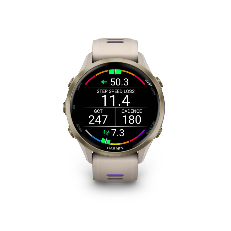 Garmin Forerunner® 970 - Soft Gold with French Grey/Indigo Band