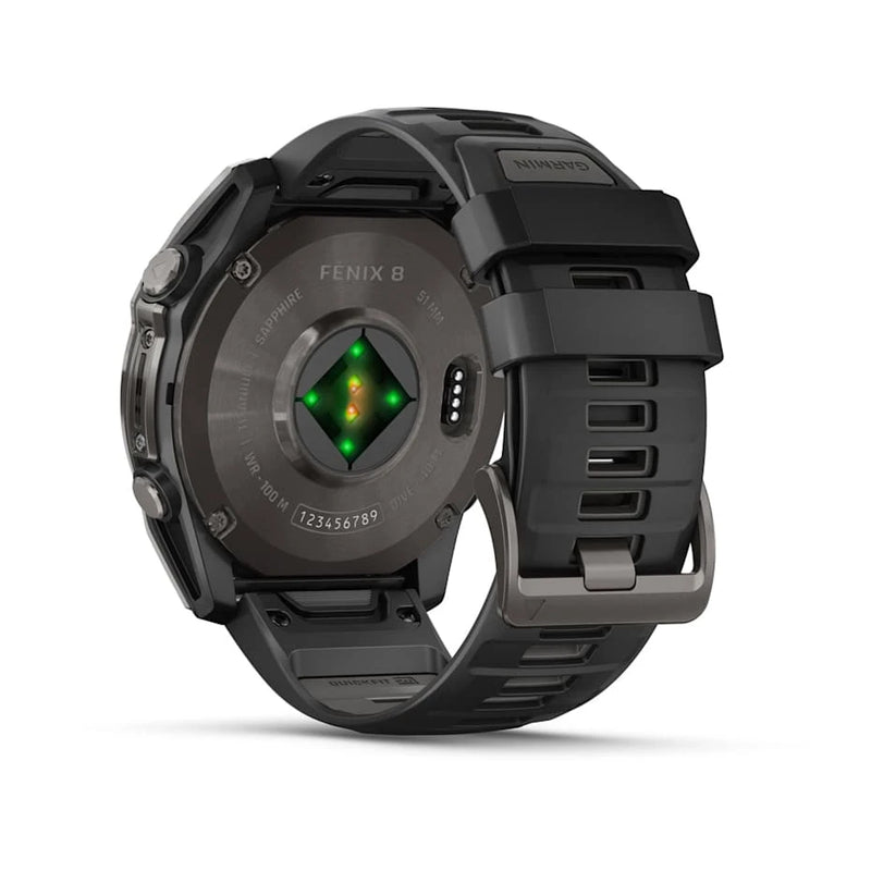 Garmin fēnix® 8 – 51 mm | AMOLED - Sapphire, Carbon with Black Silicone Band  