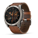 Garmin fēnix® 8 – 51 mm | AMOLED - Sapphire, Titanium with Chestnut Leather Band  